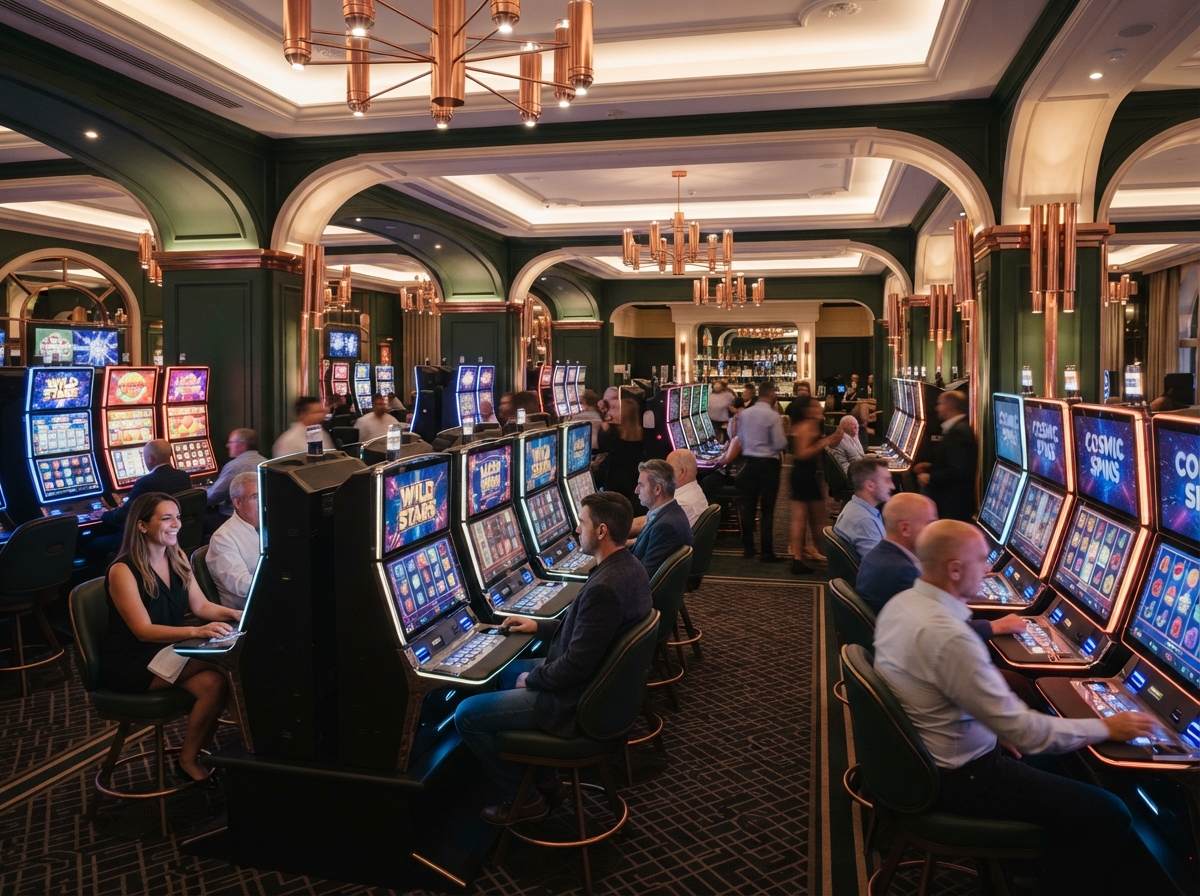 Contemporary physical slot machine floor at Andes Lounge